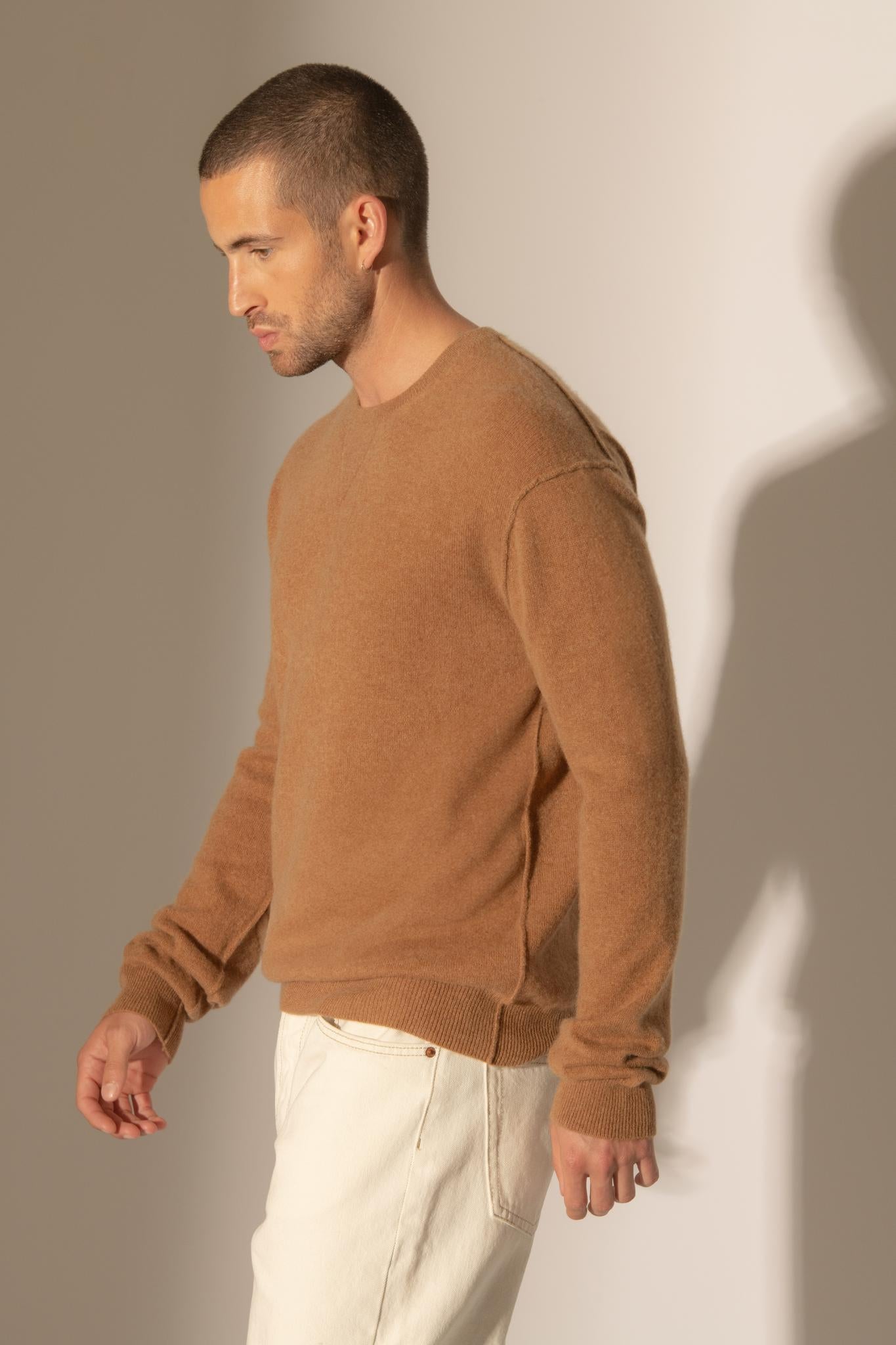 SOAN pull col rond noisette 100% cachemire