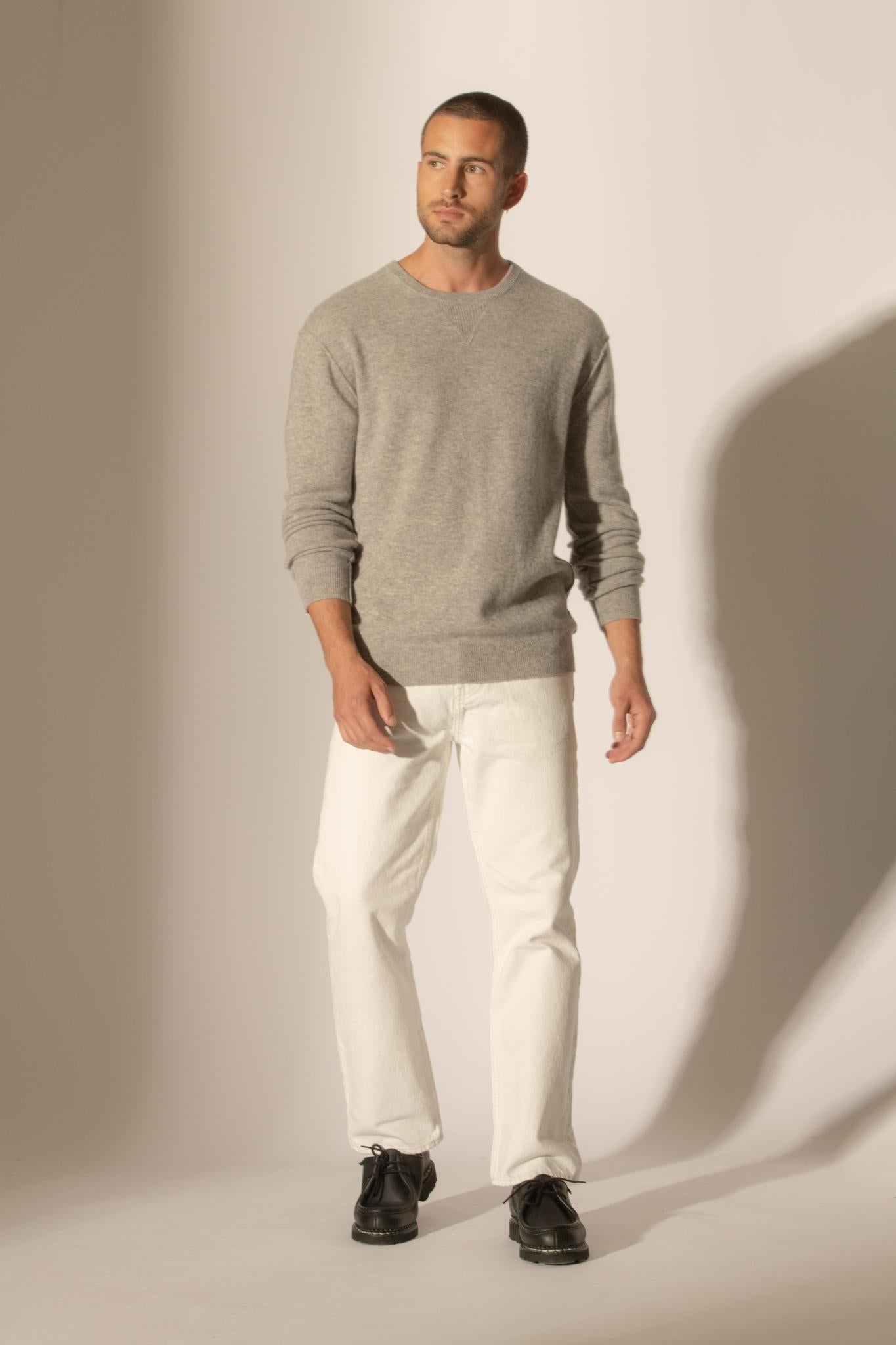 SOAN pull col rond nuage chiné 100% cachemire