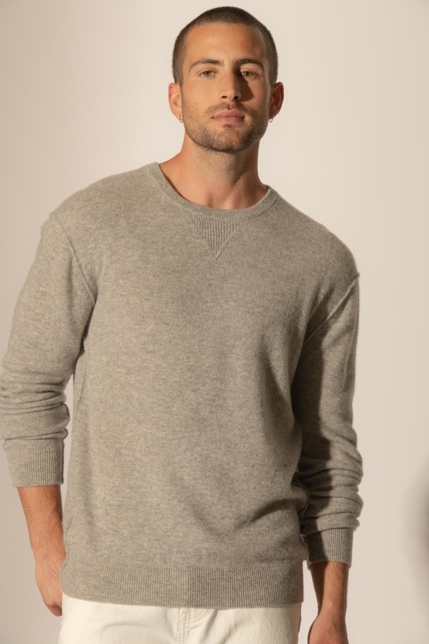 SOAN pull col rond nuage chiné 100% cachemire