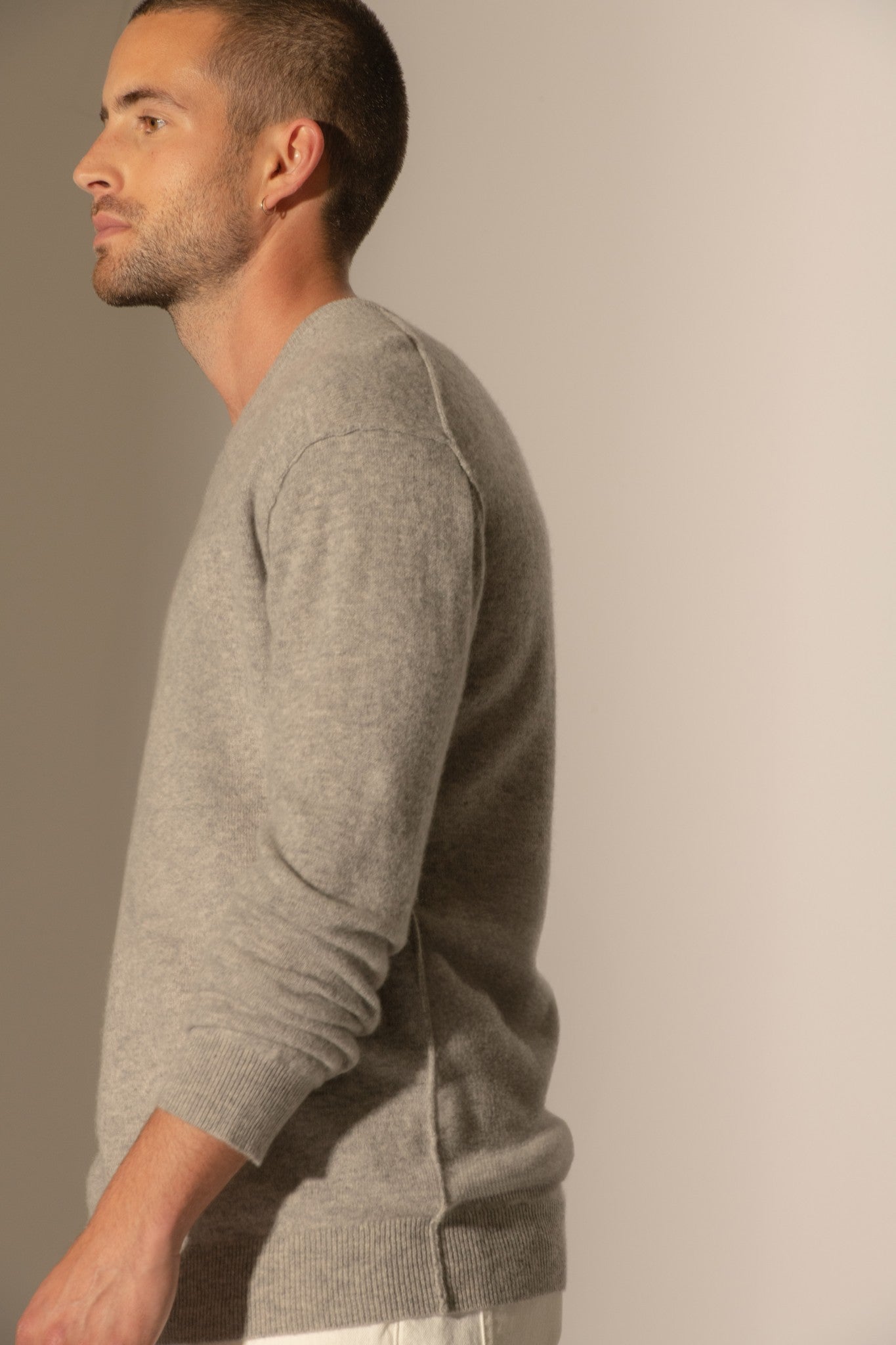 soan pull col rond nuage chiné 100% cachemire