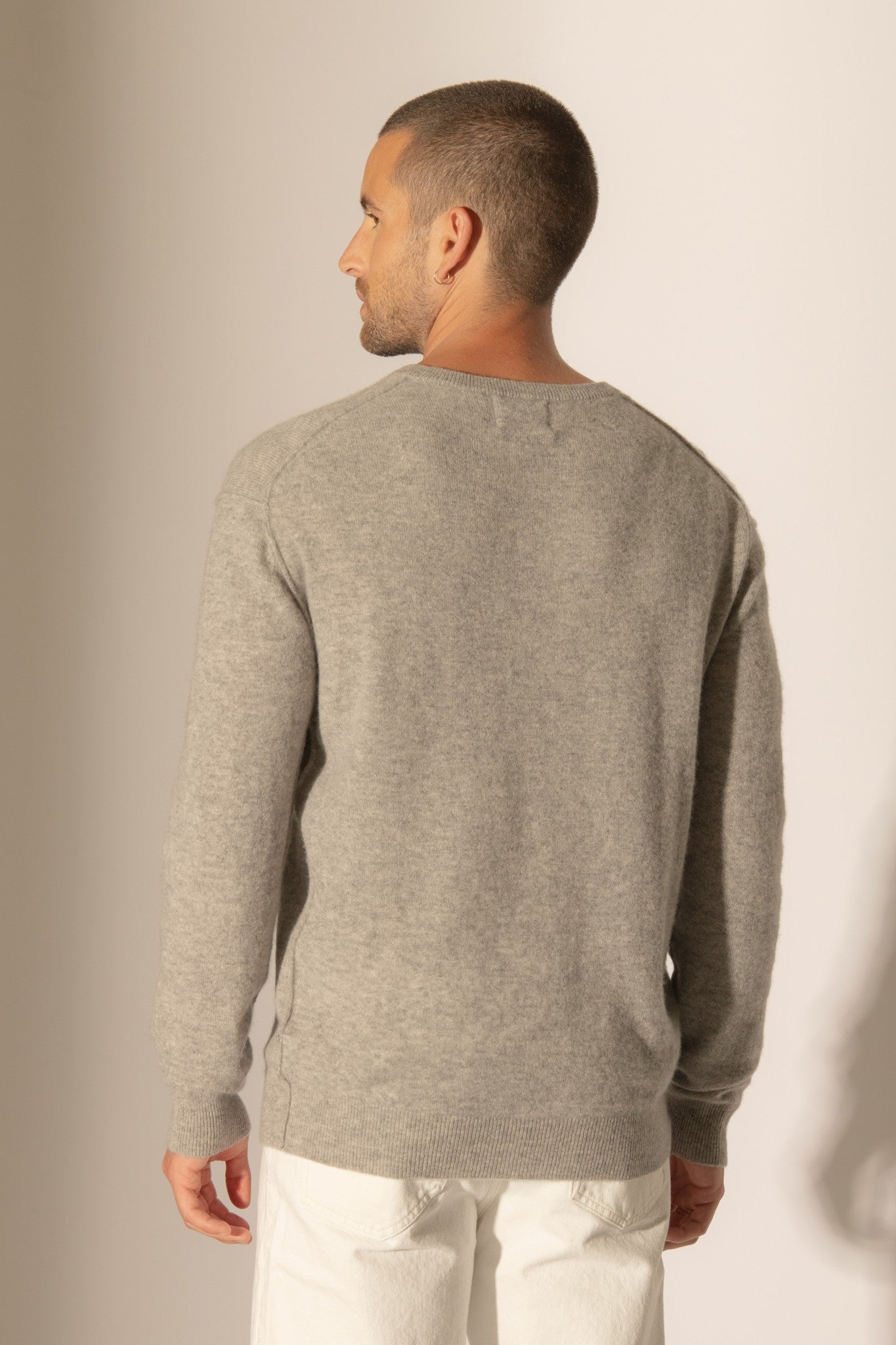 soan pull col rond nuage chiné 100% cachemire