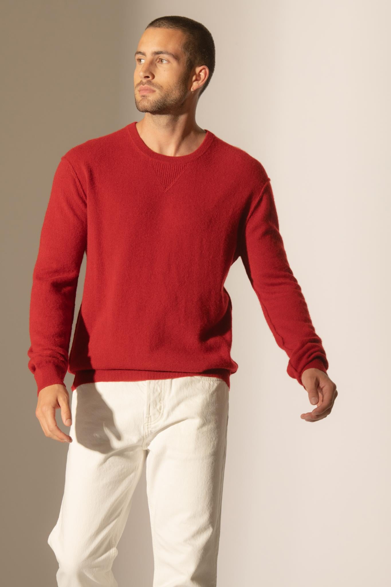 SOAN pull col rond rubis 100% cachemire