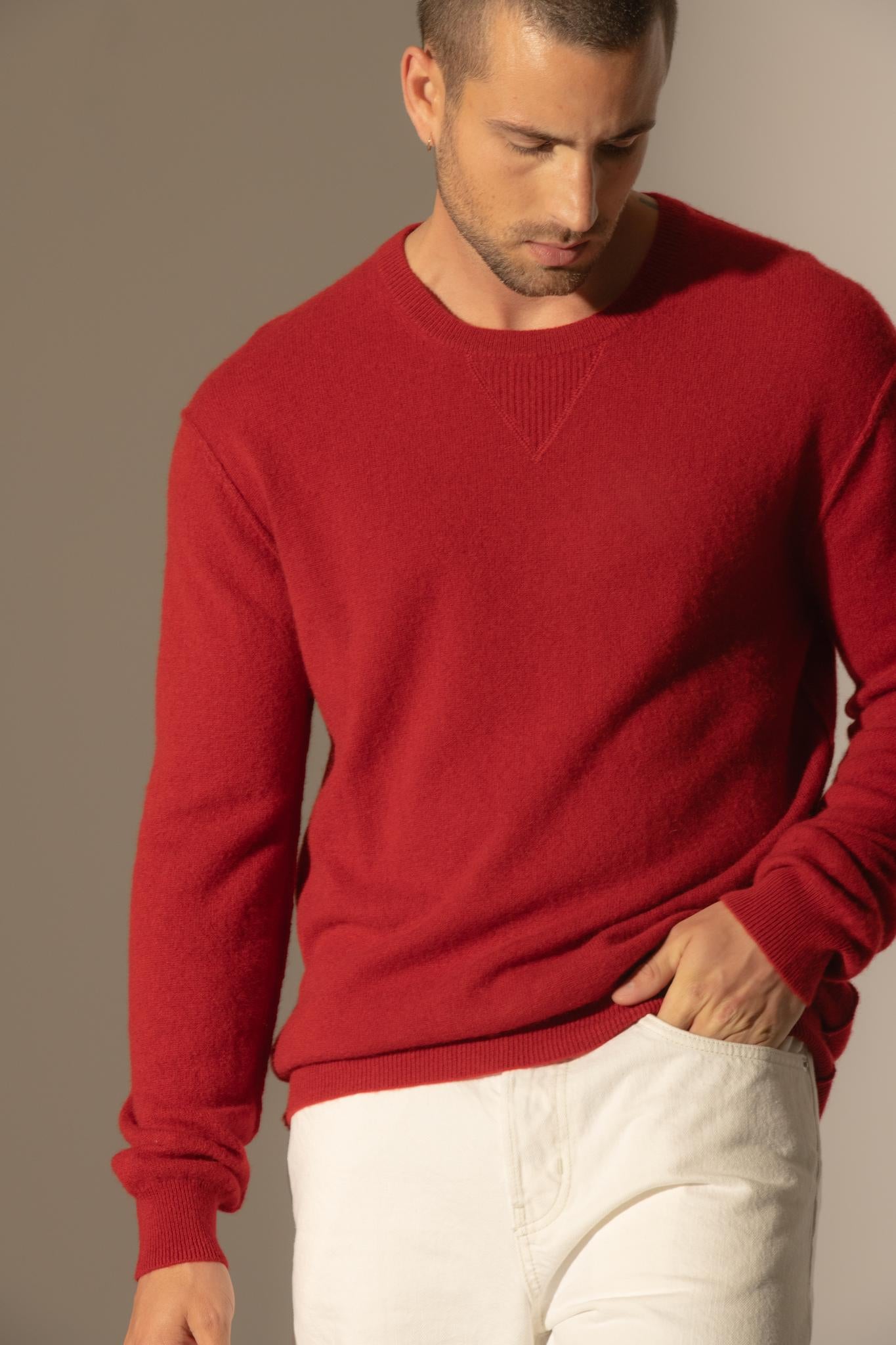 SOAN pull col rond rubis 100% cachemire