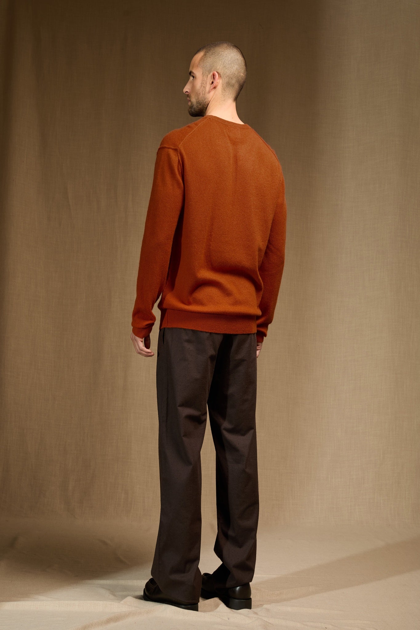 soan pull col rond safran 100% cachemire