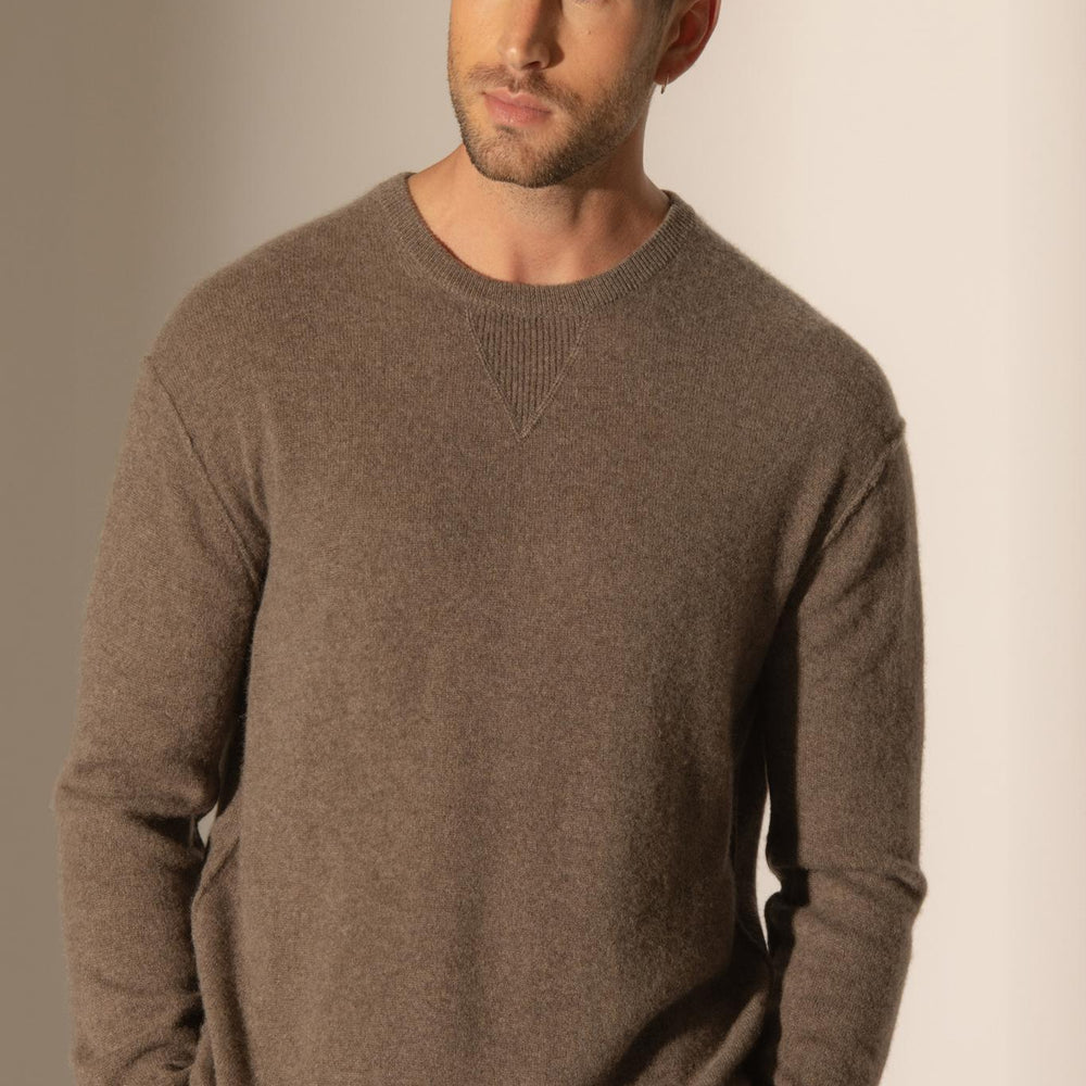 SOAN pull col rond taupe chiné 100% cachemire