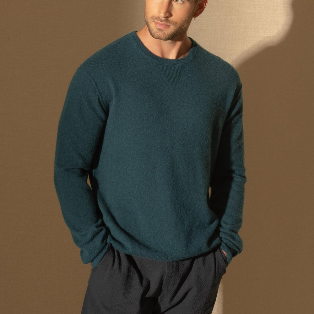 SOAN pull col rond vert canard 100% cachemire