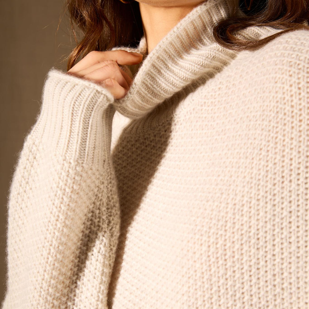 SOMBA pull col montant 8 fils gris perle chiné 100% cachemire