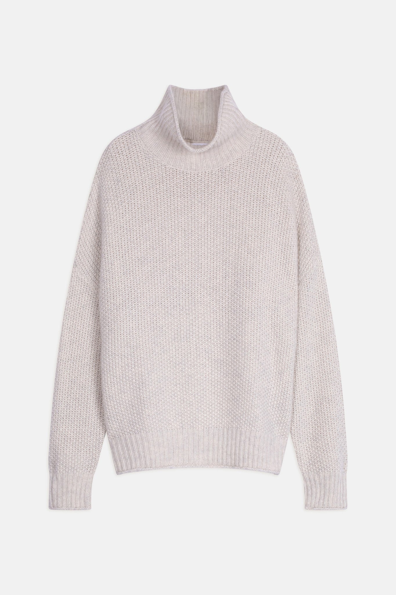 somba pull col montant 8 fils gris perle chiné 100% cachemire