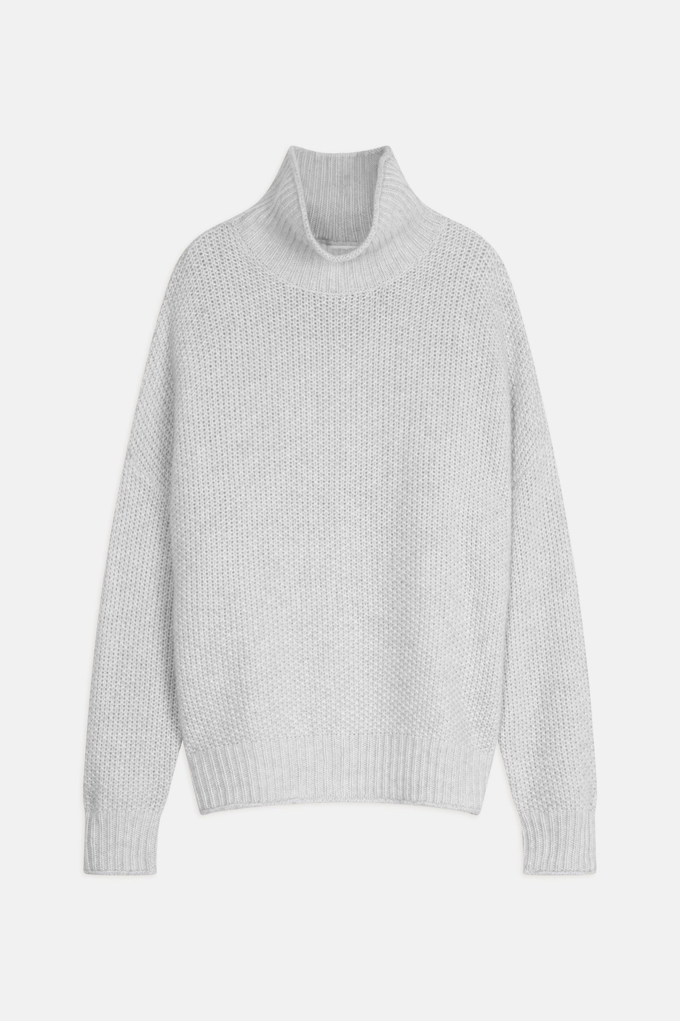 somba pull col montant 8 fils gris perle chiné 100% cachemire