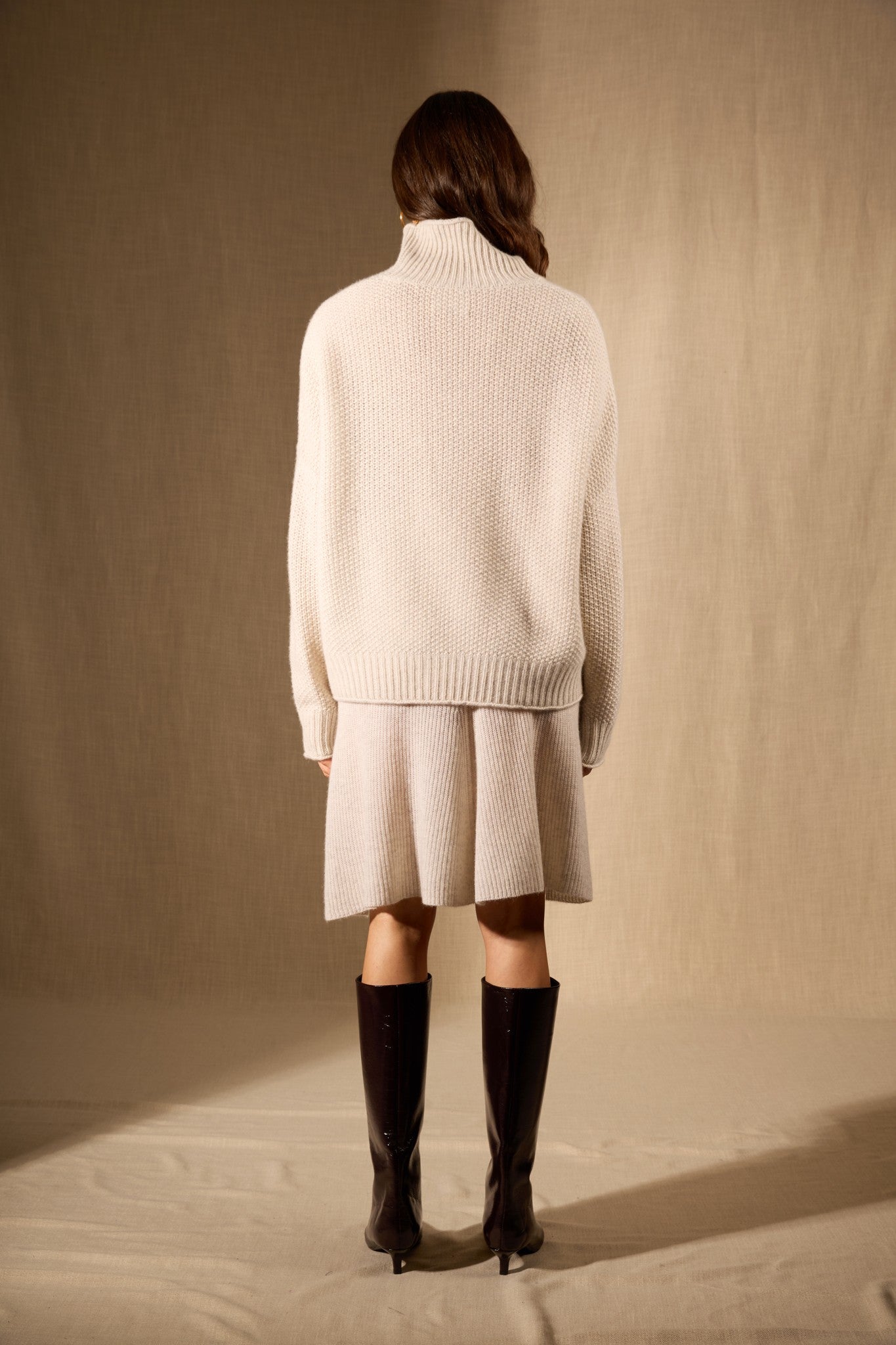 somba pull col montant 8 fils gris perle chiné 100% cachemire