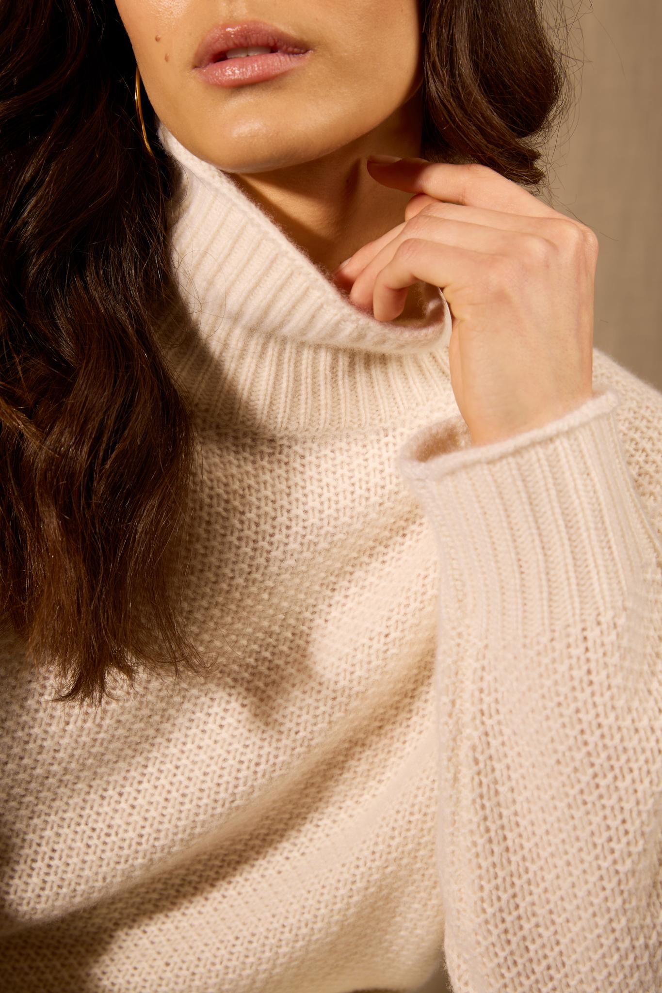 SOMBA pull col montant 8 fils neige 100% cachemire