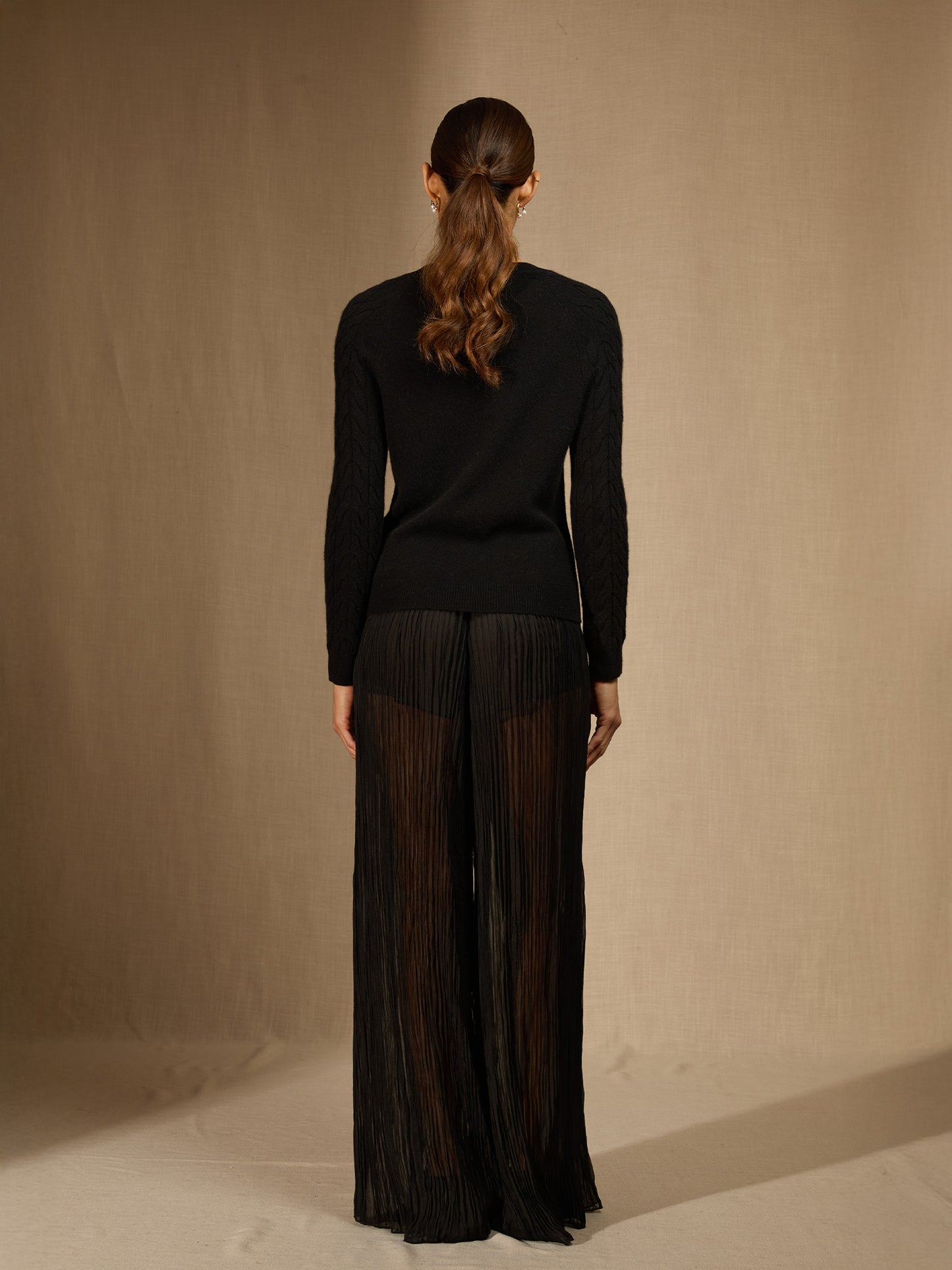 SORELIA pull col rond noir 100% cachemire