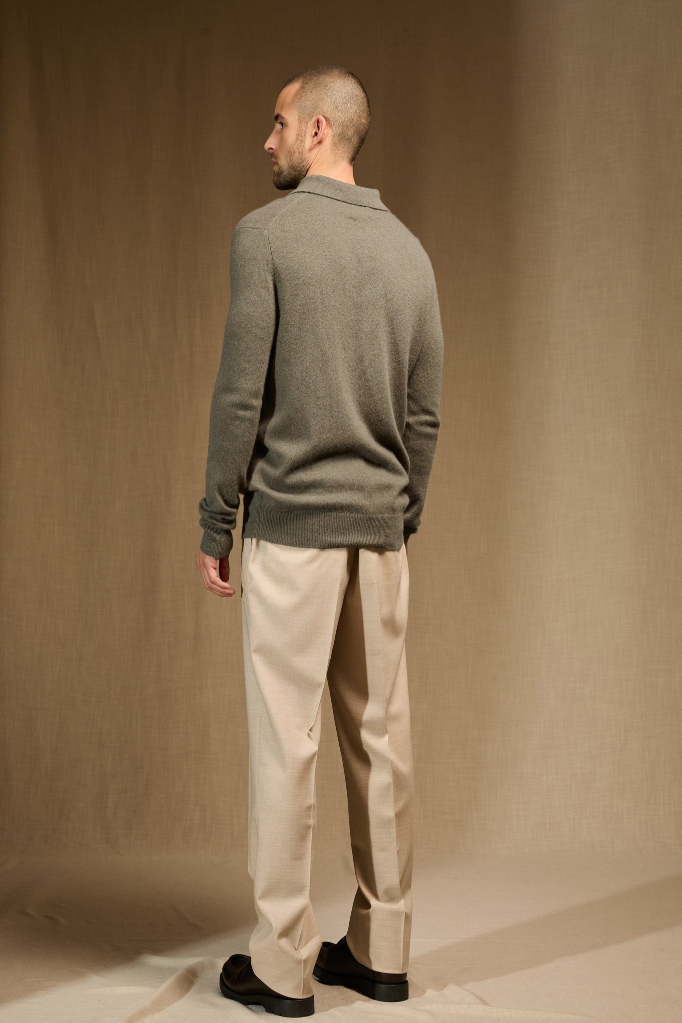 spencer polo manches longues army 100% cachemire