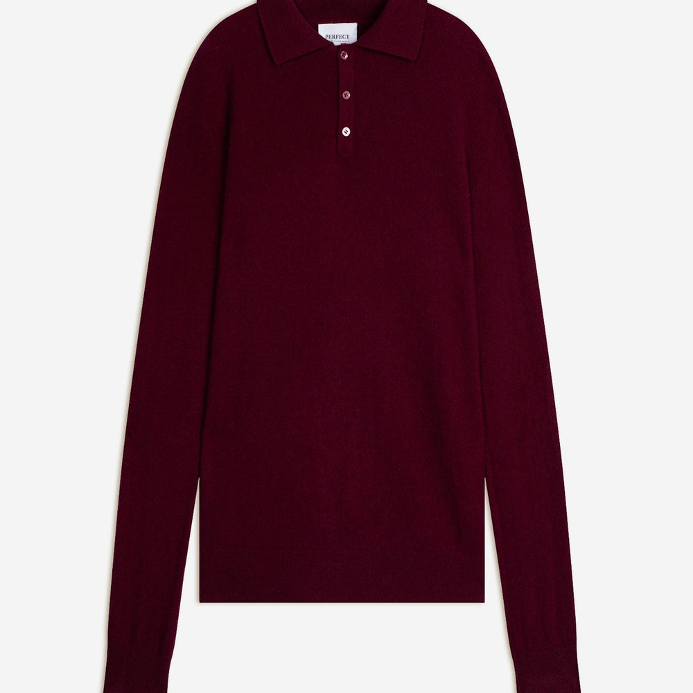 spencer polo manches longues bordeaux 100% cachemire