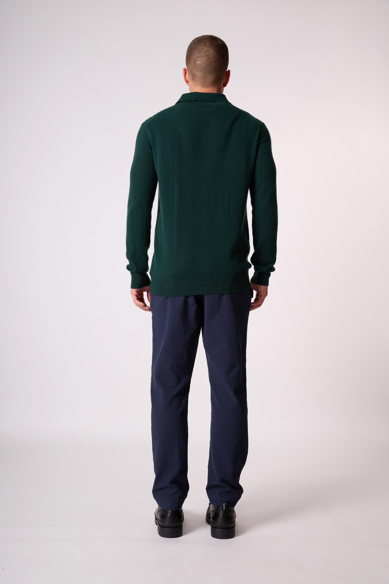 SPENCER polo manches longues cyprès 100% cachemire