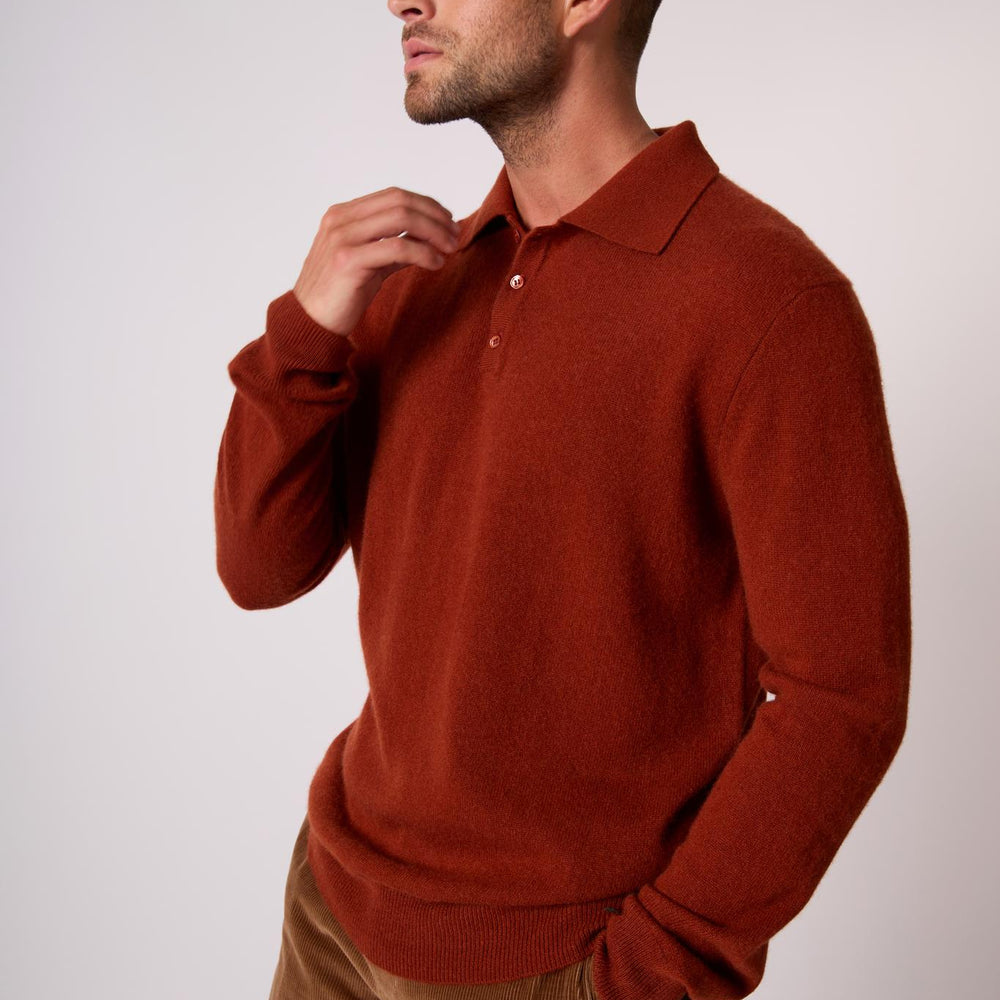 SPENCER polo manches longues écureuil 100% cachemire