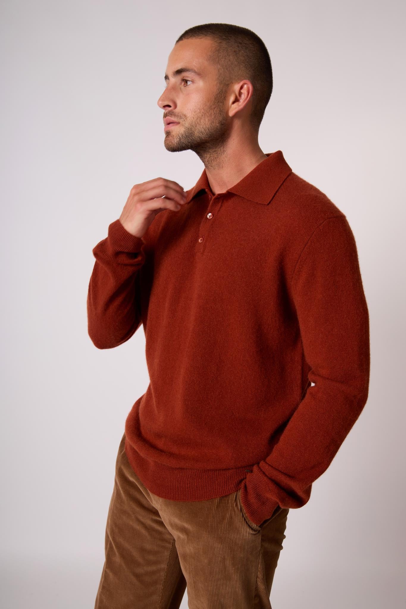 SPENCER polo manches longues écureuil 100% cachemire