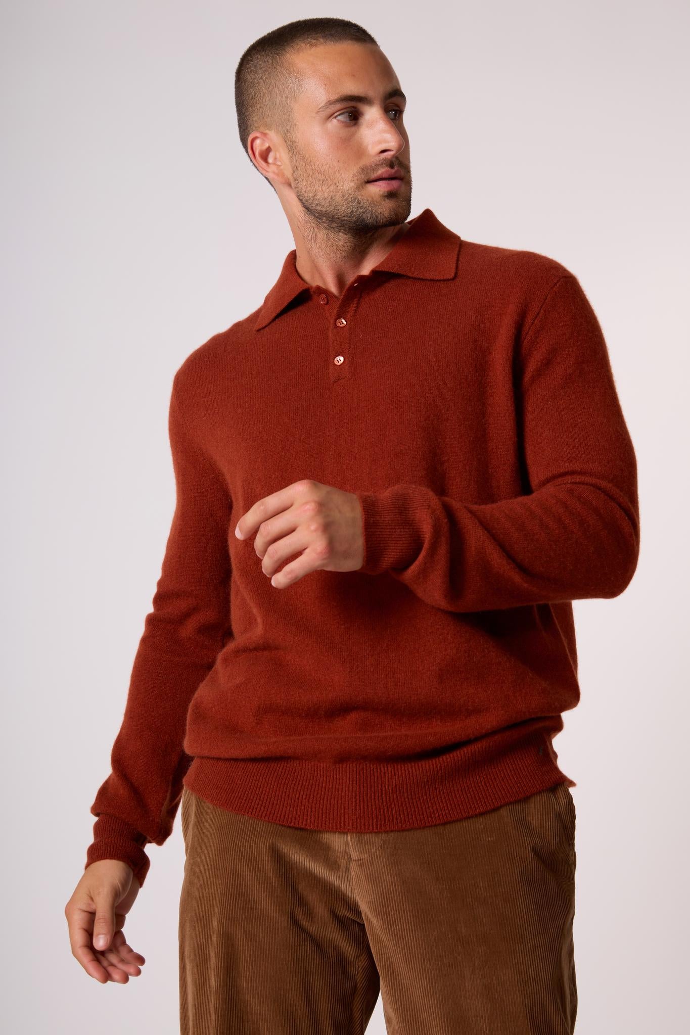 SPENCER polo manches longues écureuil 100% cachemire