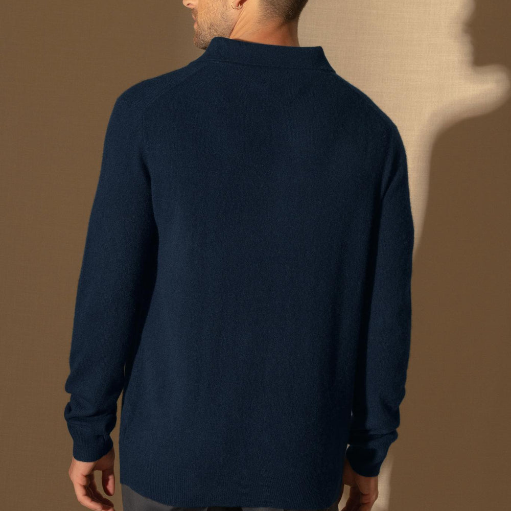 SPENCER polo manches longues minuit 100% cachemire
