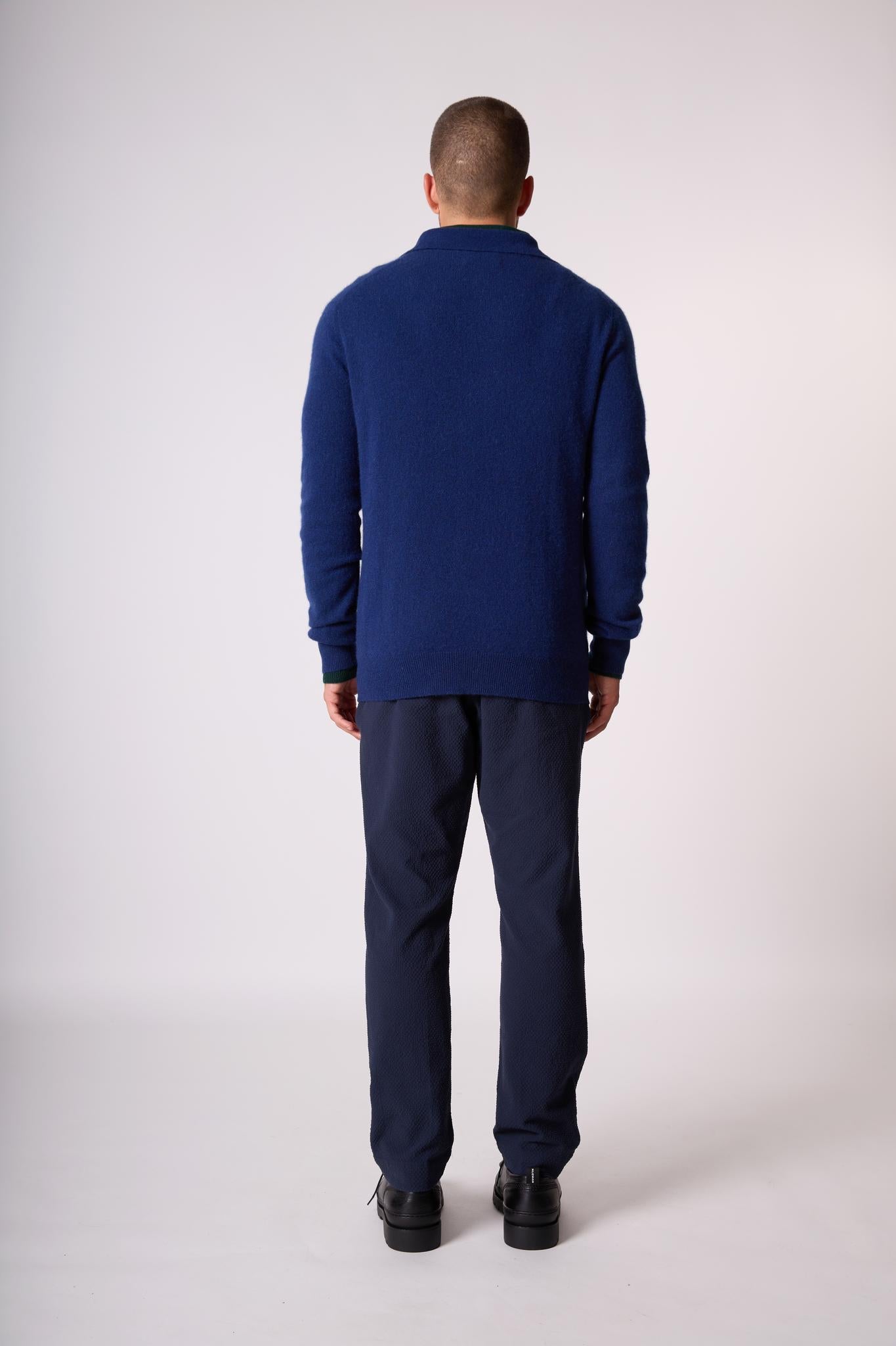 SPENCER polo manches longues minuit 100% cachemire