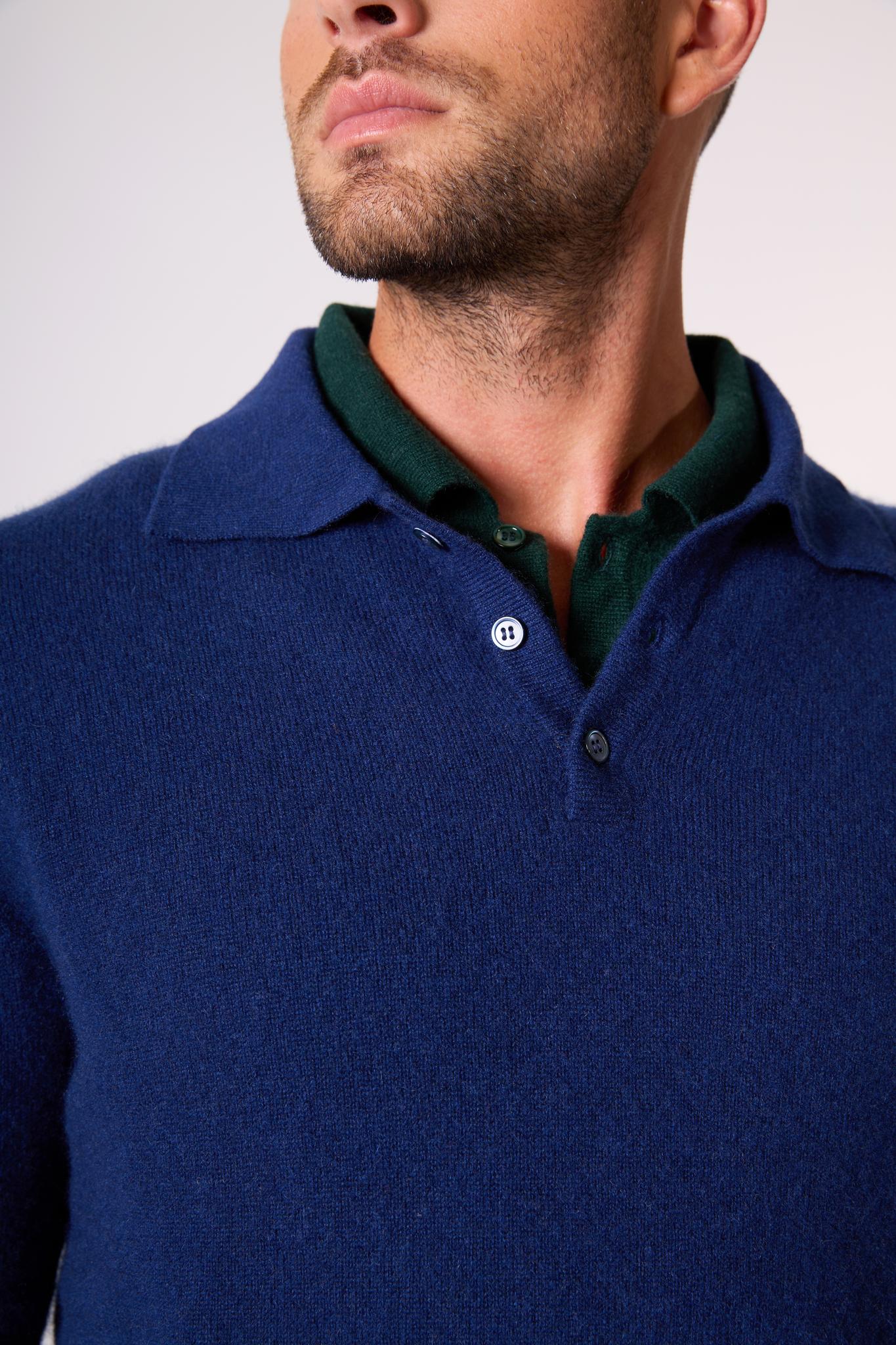 SPENCER polo manches longues minuit 100% cachemire