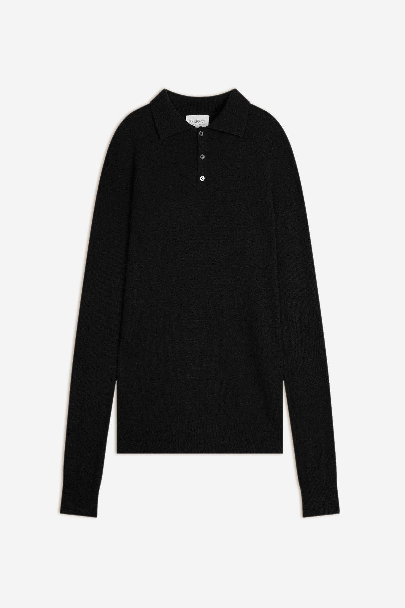 spencer polo manches longues noir 100% cachemire