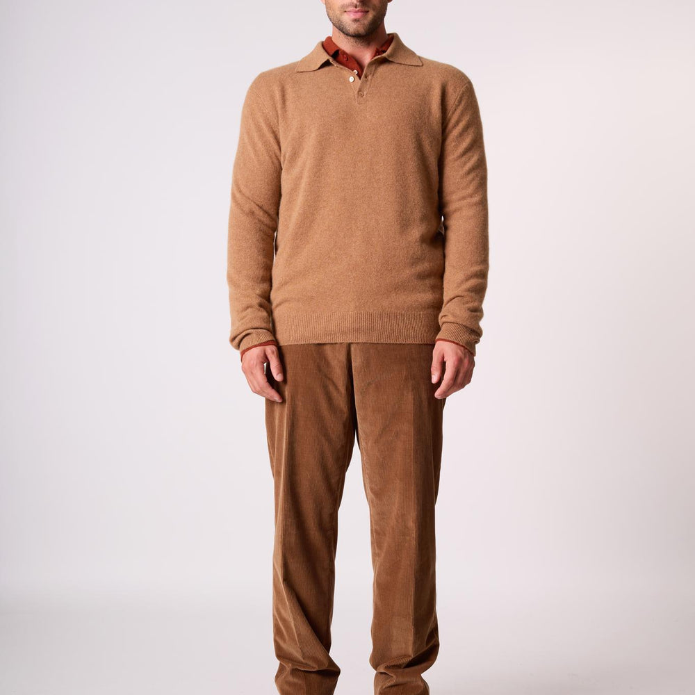 SPENCER polo manches longues noisette 100% cachemire