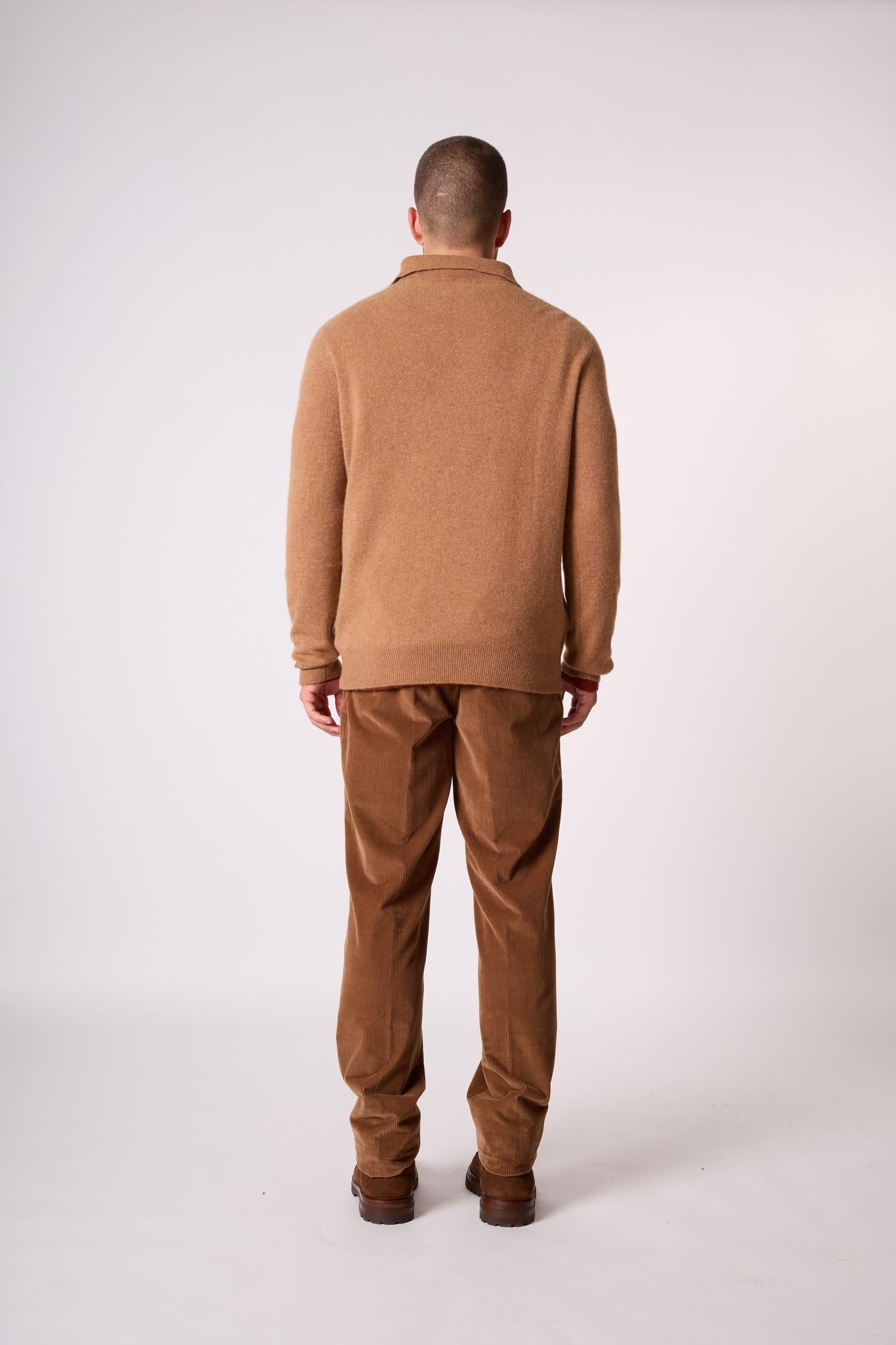 SPENCER polo manches longues noisette 100% cachemire