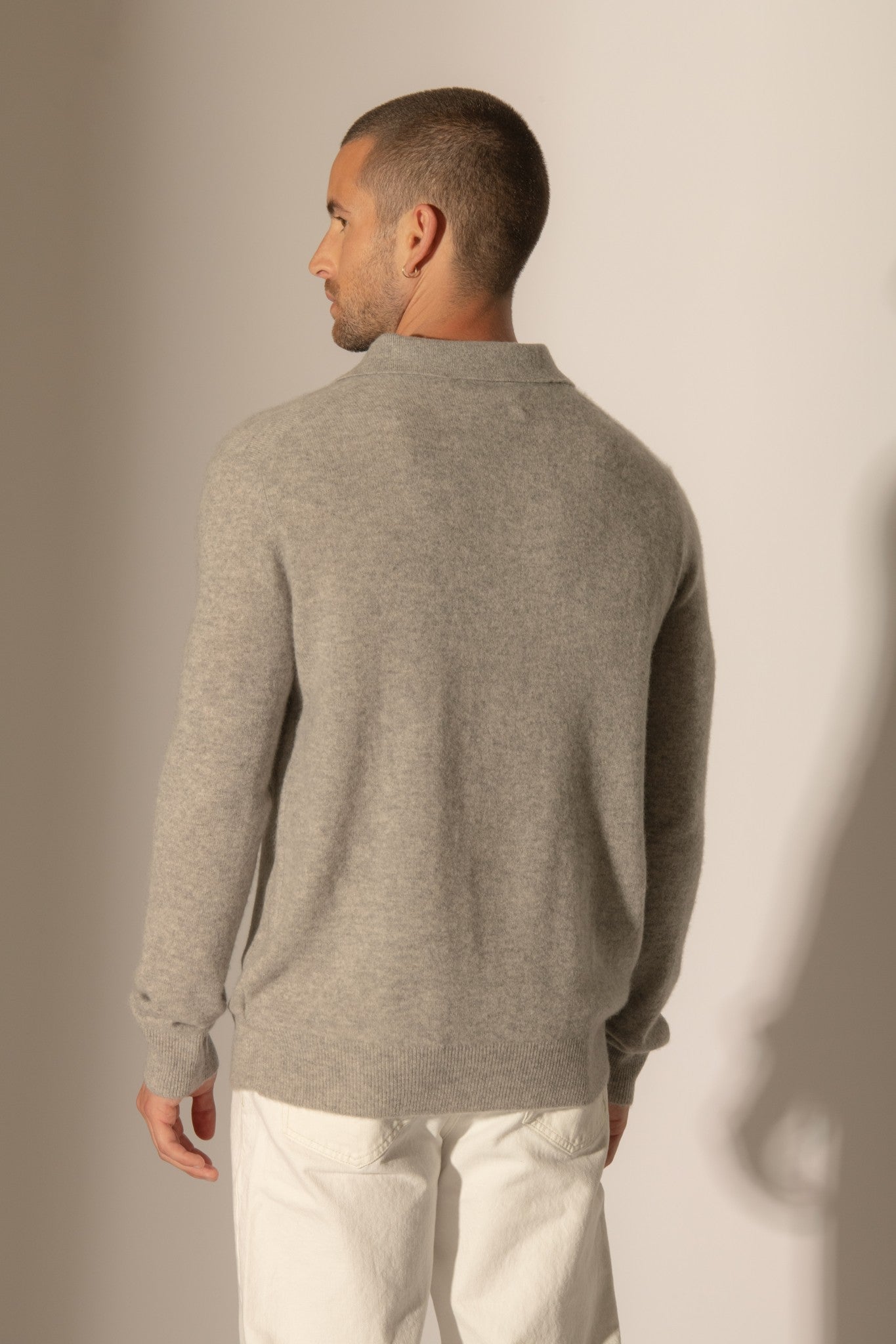 spencer polo manches longues nuage chiné 100% cachemire