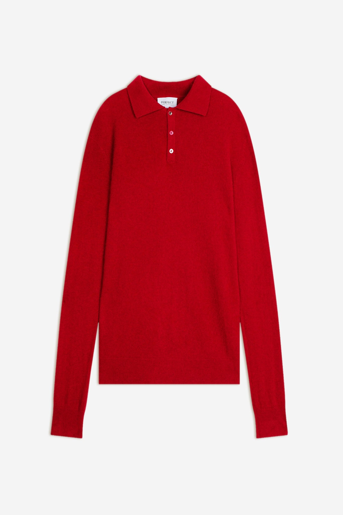 spencer polo manches longues rouge 100% cachemire
