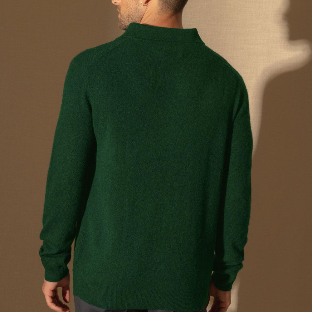 SPENCER polo manches longues sapin 100% cachemire