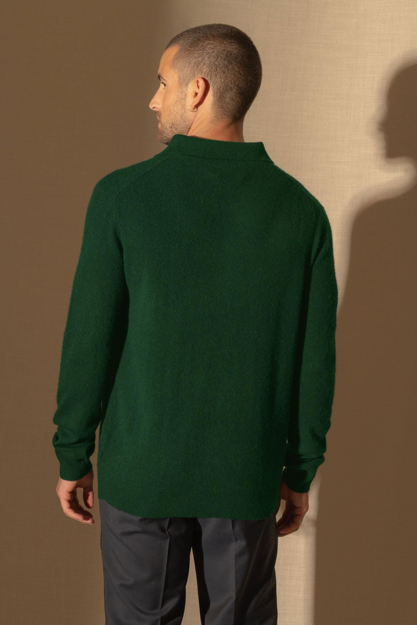 SPENCER polo manches longues sapin 100% cachemire
