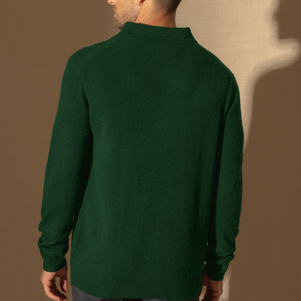 spencer polo manches longues sapin 100% cachemire