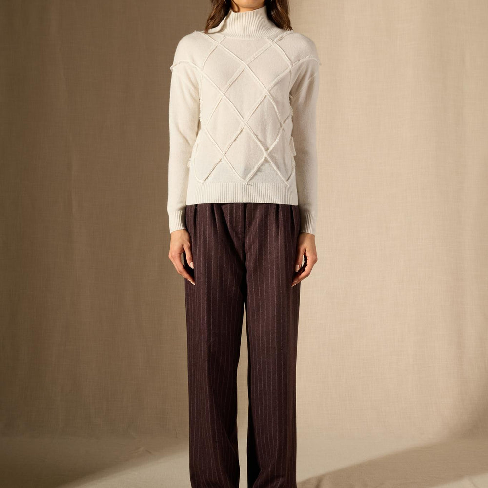 Selania pull col roulé ivoire 100% cachemire