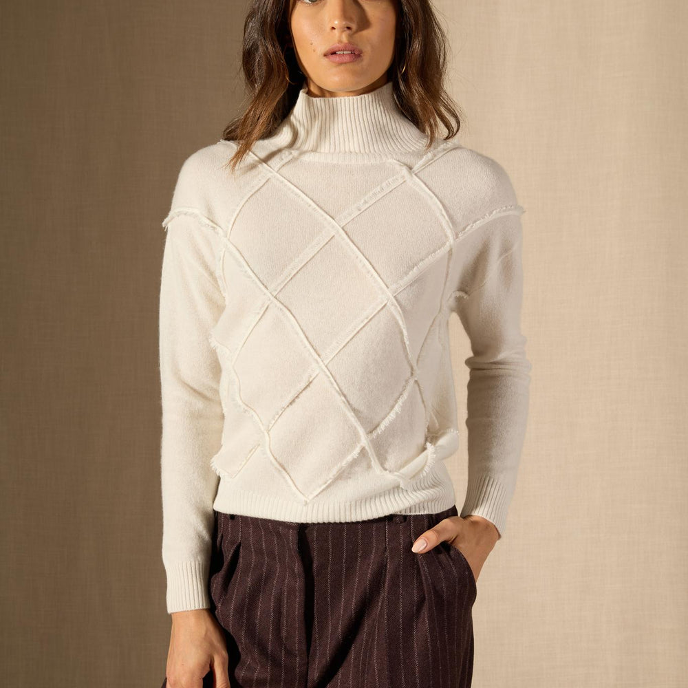 Selania pull col roulé ivoire 100% cachemire