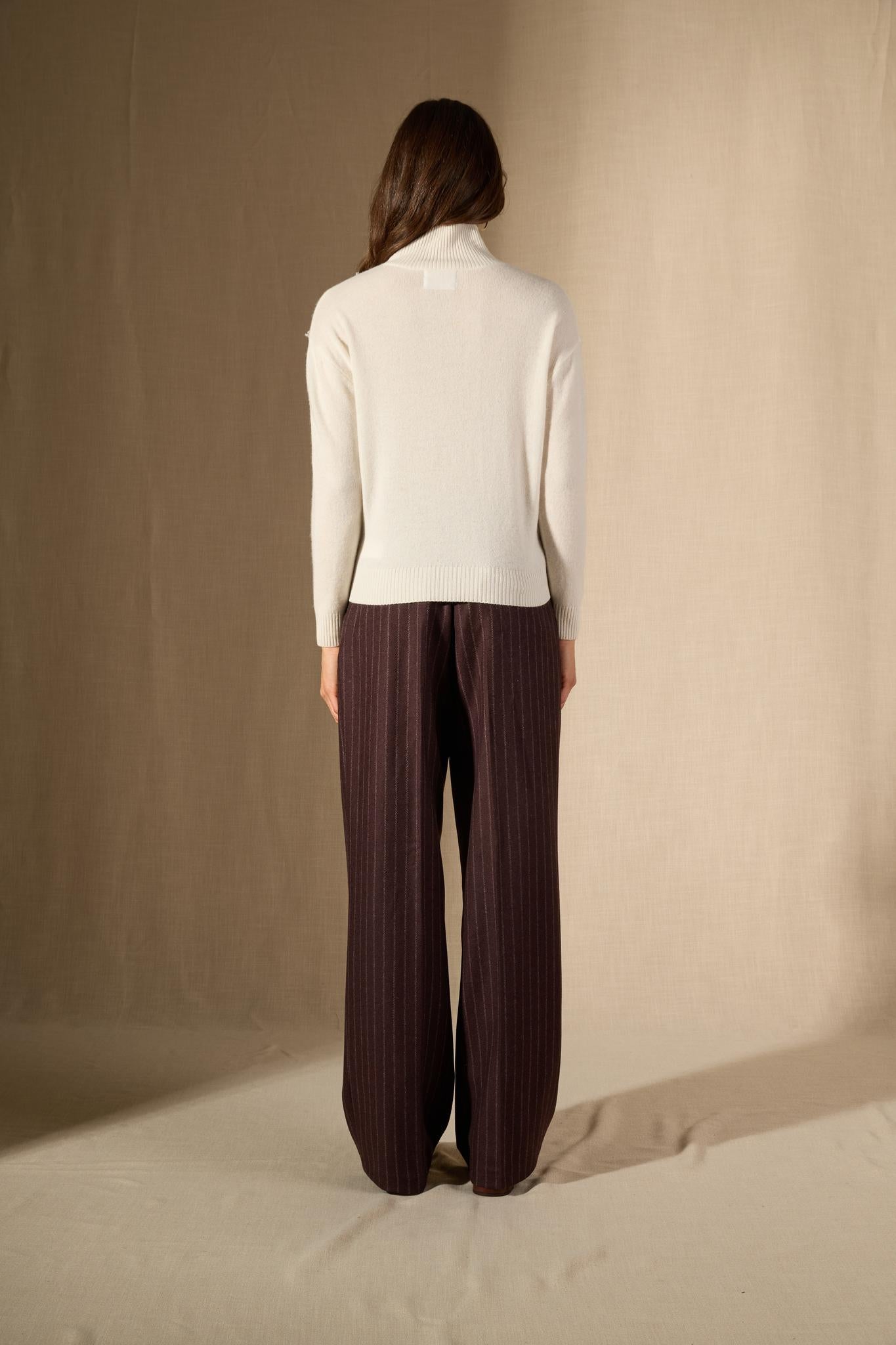 Selania pull col roulé ivoire 100% cachemire