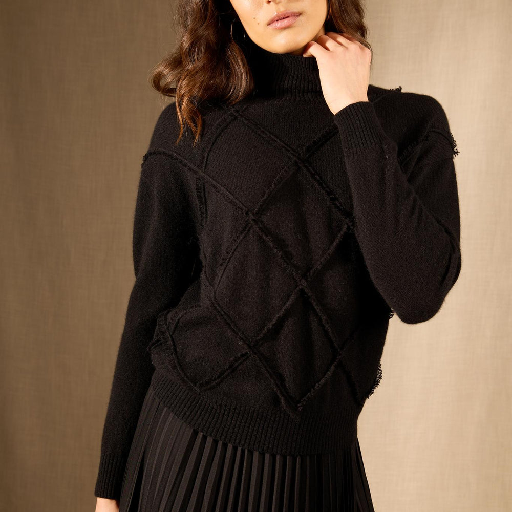 Selania pull col roulé noir 100% cachemire