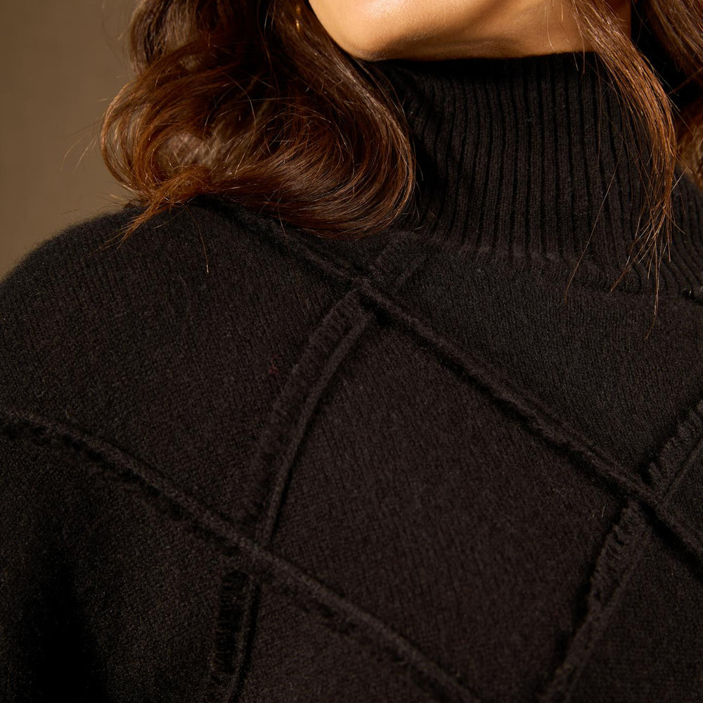 Selania pull col roulé noir 100% cachemire