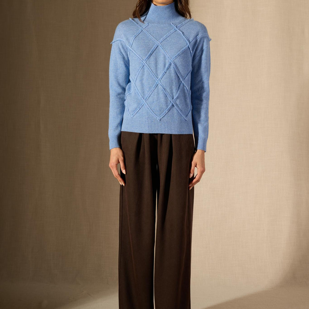 Selania pull col roulé sky 100% cachemire