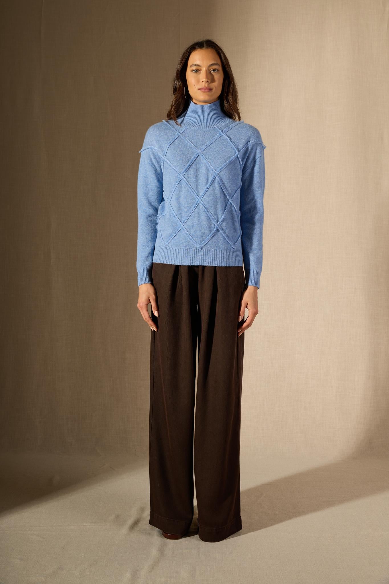 Selania pull col roulé sky 100% cachemire