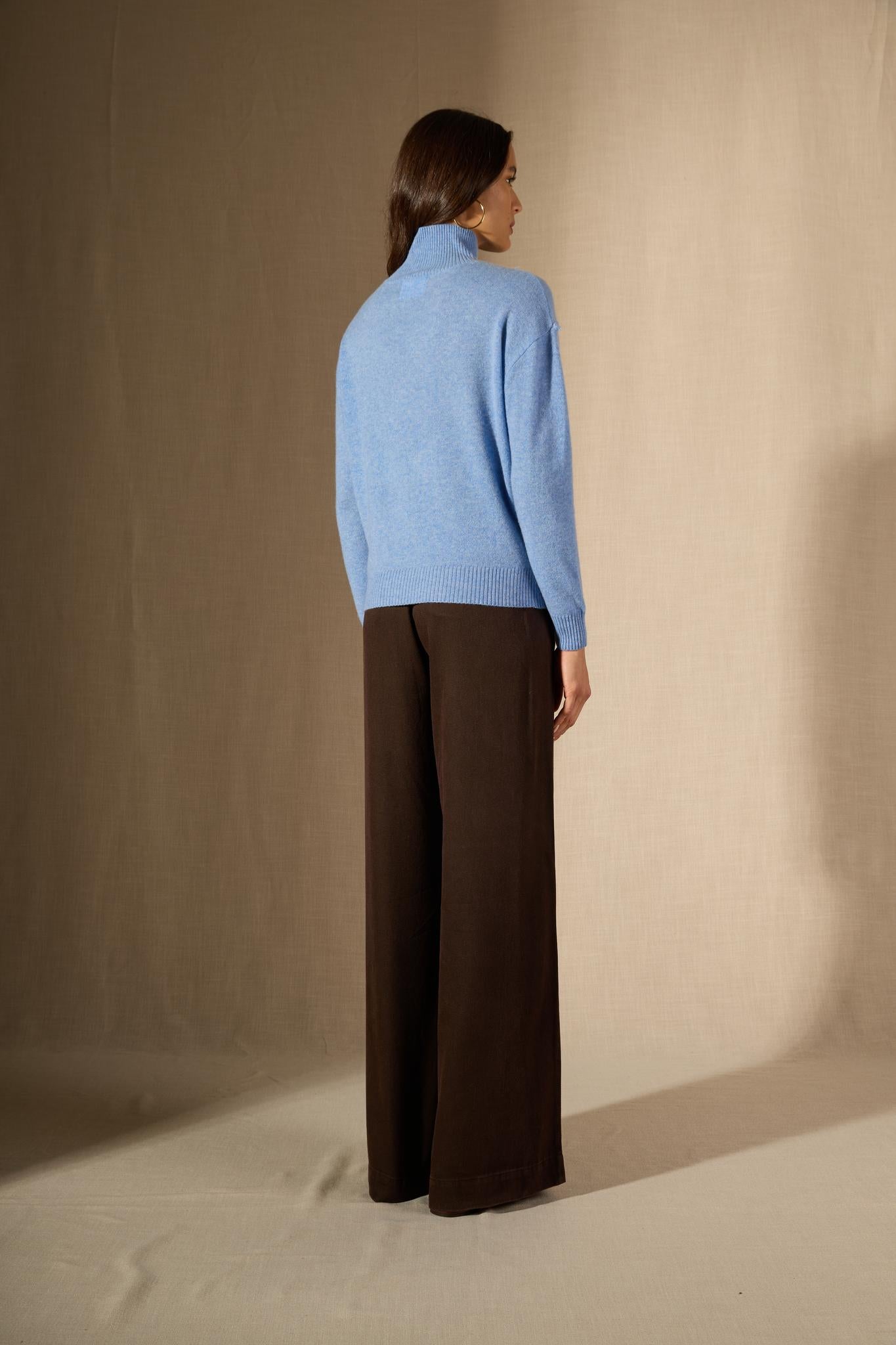 Selania pull col roulé sky 100% cachemire