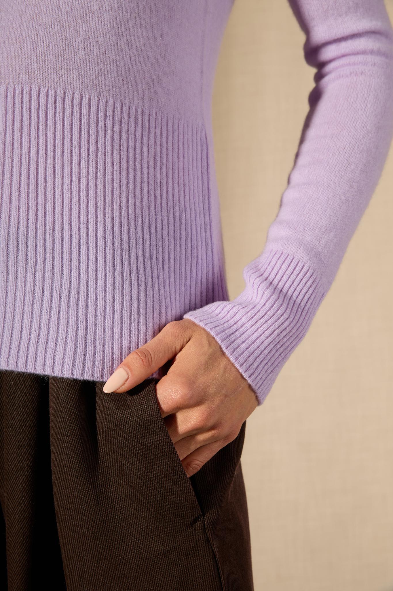 Selene pull col v boutonné mauve 100% cachemire