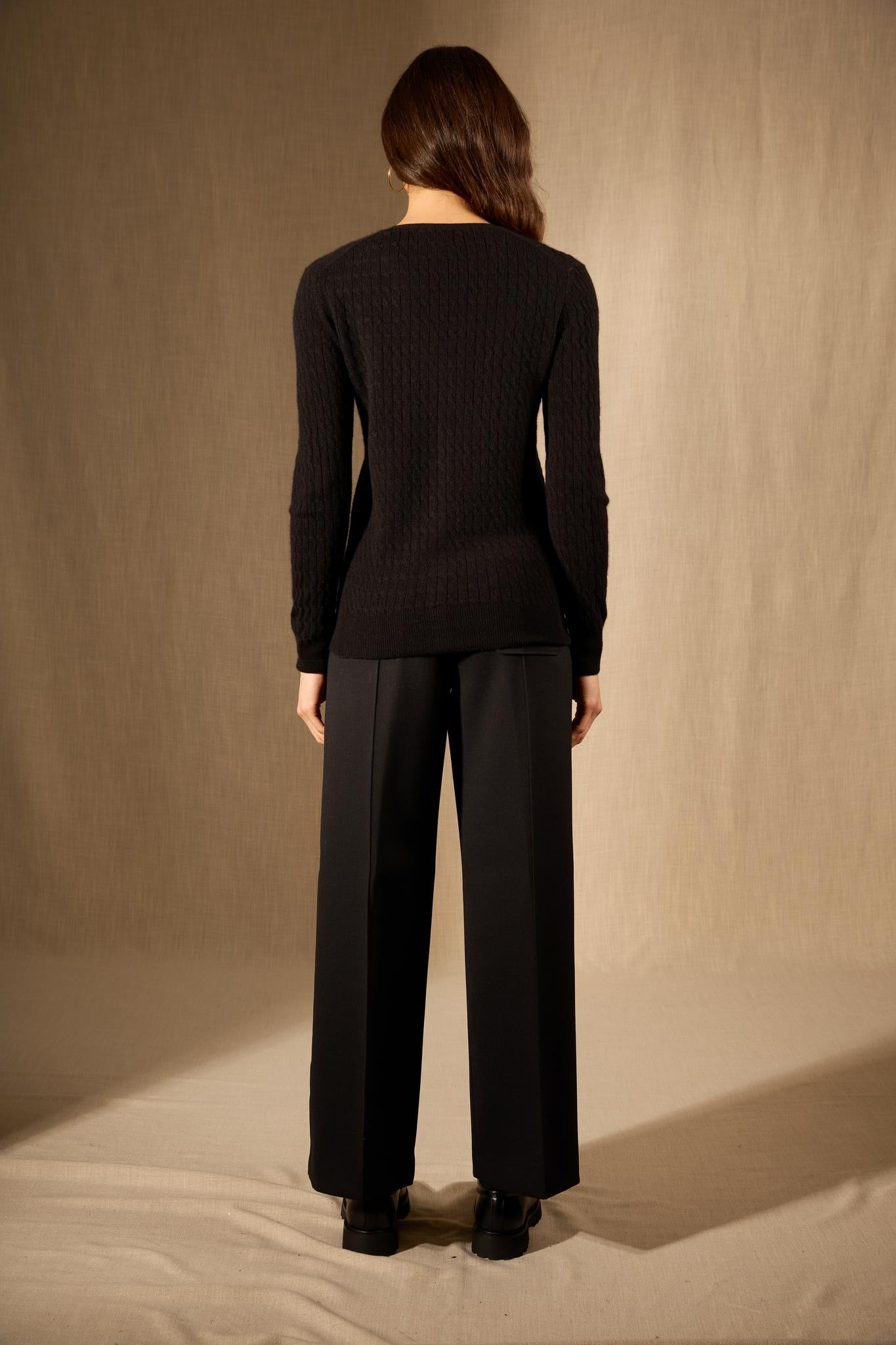 Seraphina cardigan col v noir 100% cachemire
