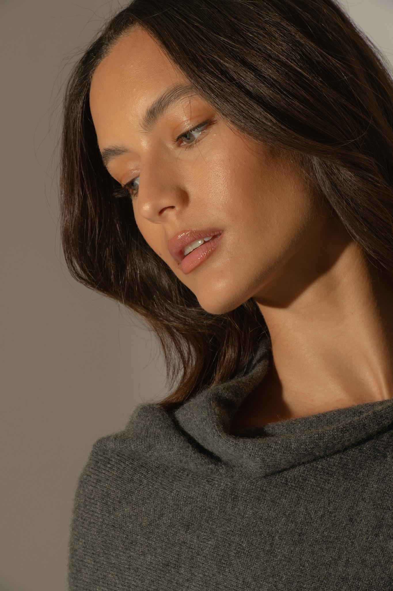 TAMARA poncho anthracite chiné 100% cachemire