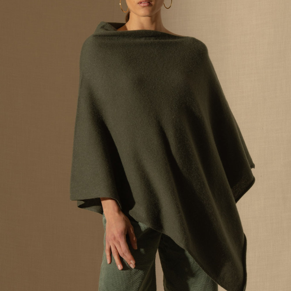 tamara poncho kaki 100% cachemire