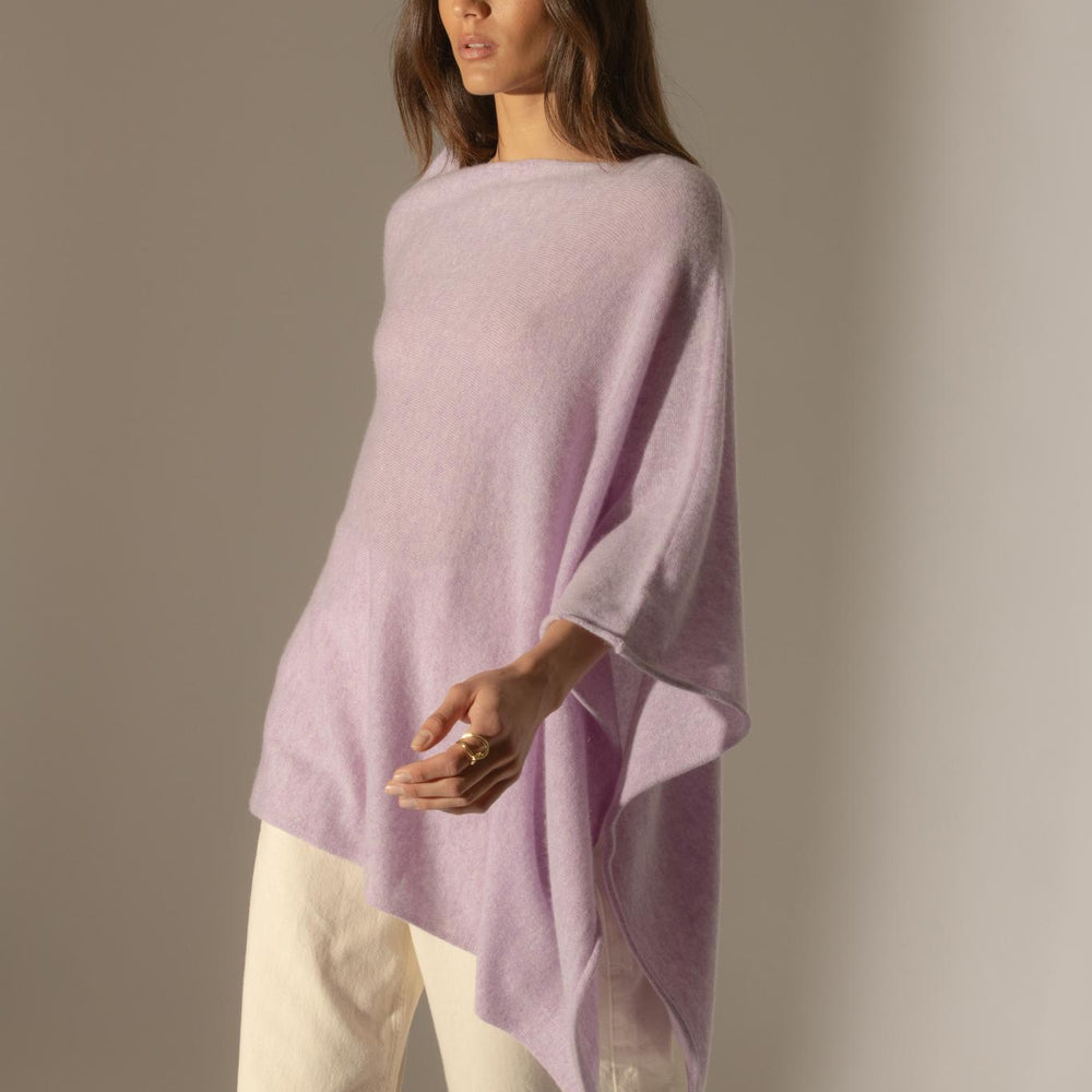 TAMARA poncho mauve chiné 100% cachemire