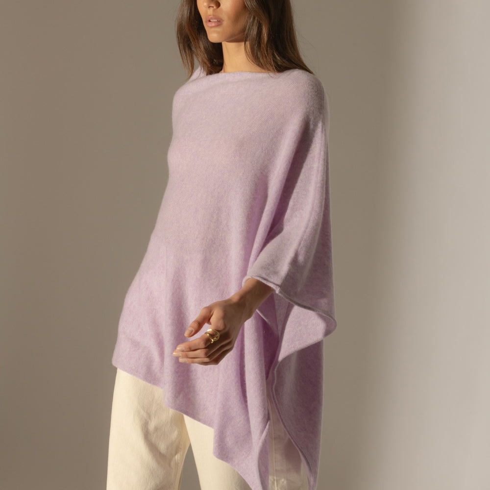 tamara poncho mauve chiné 100% cachemire