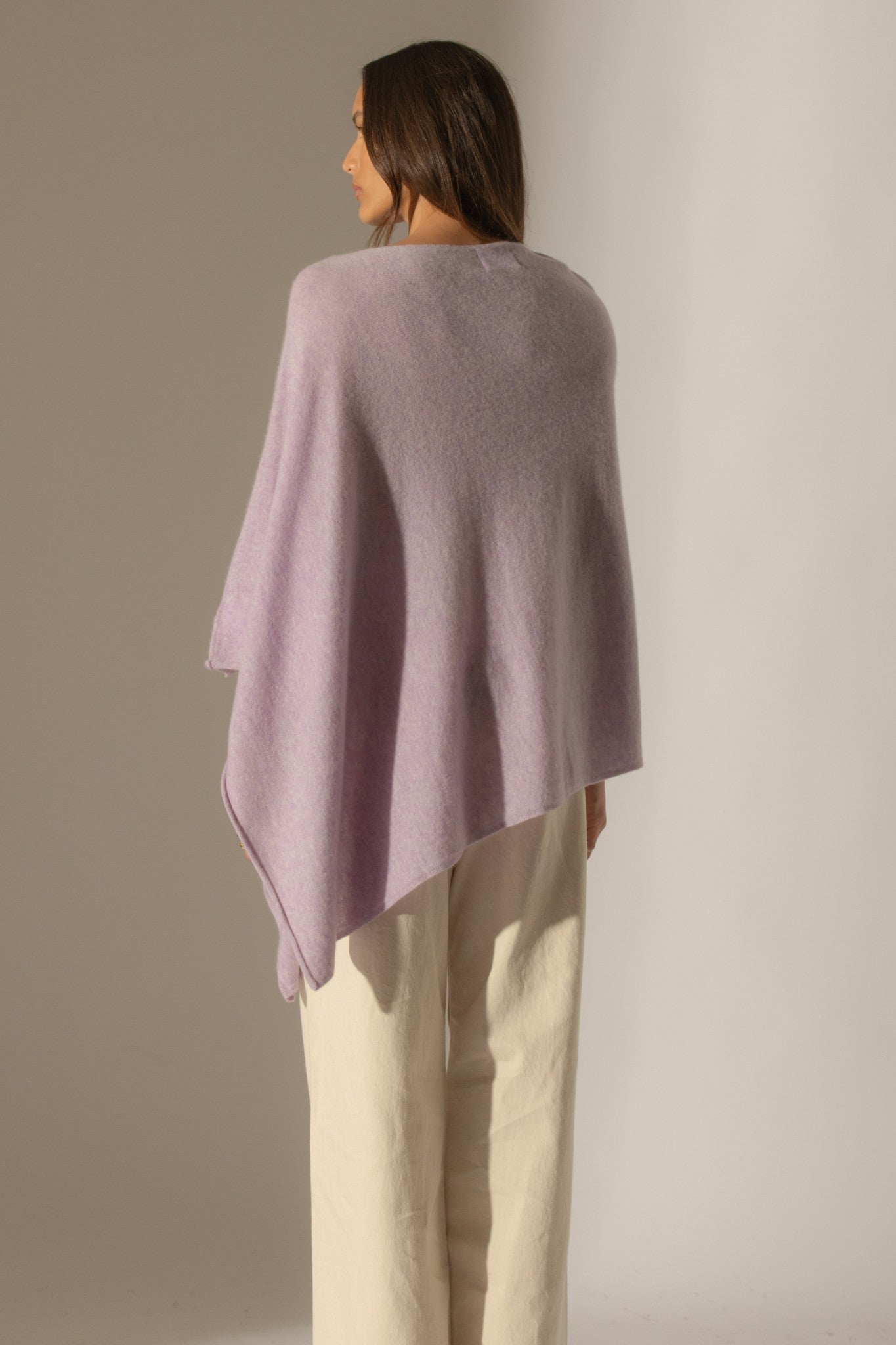 tamara poncho mauve chiné 100% cachemire