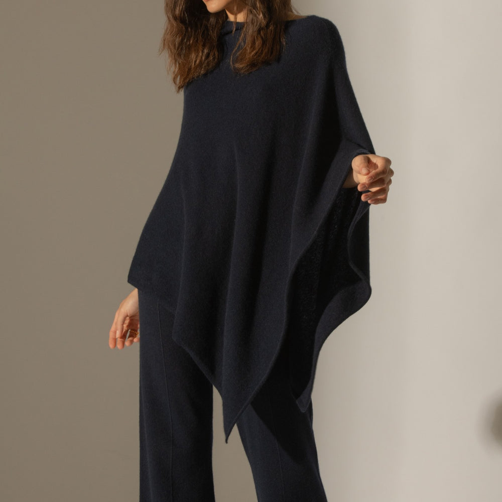 tamara poncho navy 100% cachemire