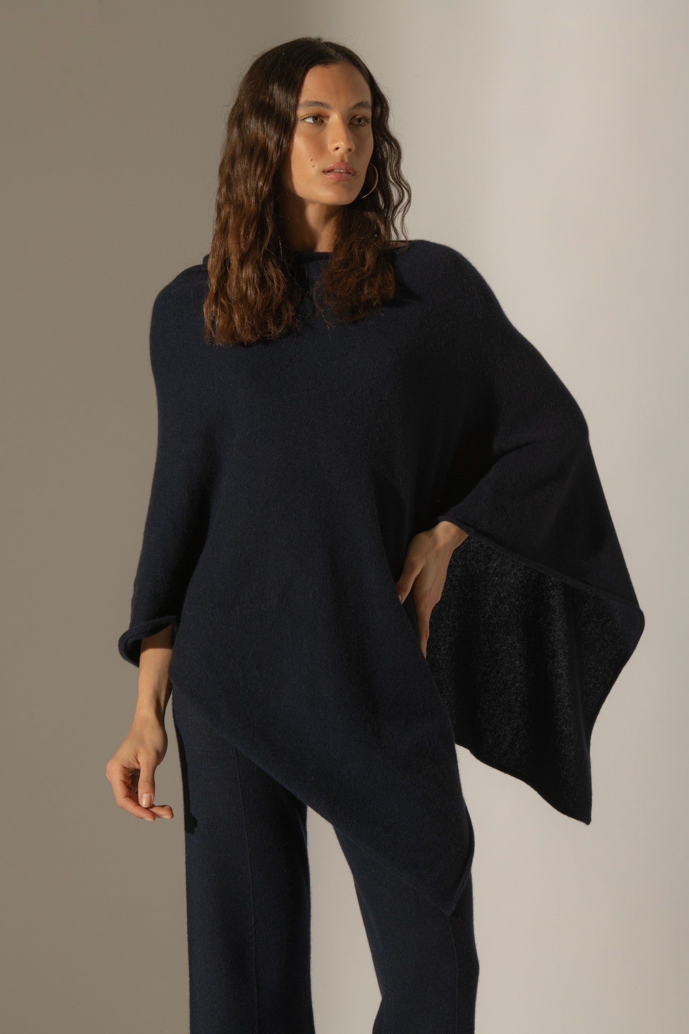 tamara poncho navy 100% cachemire